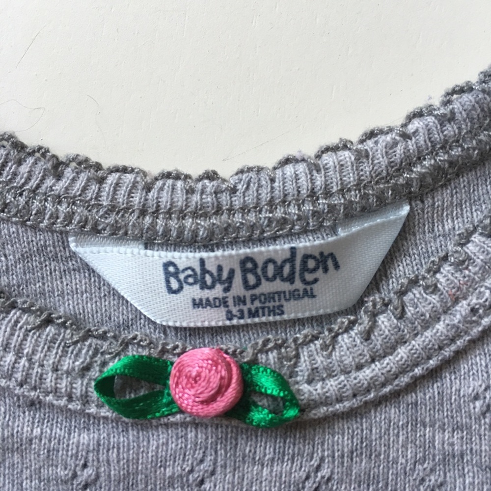 baby Boden Long Sleeve Gray Patterned Tshirt